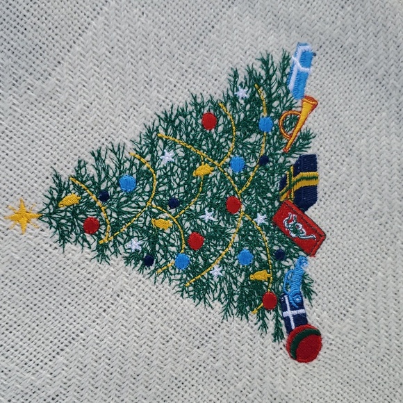 Vintage 80s Faribault Woolen Mills Embroidered Christmas Tree Wool Blanket - Picture 9 of 11
